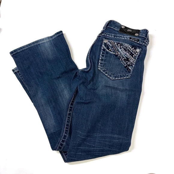 Miss Me Embellished Pocket Easy Boot Mid Rise Jeans Size 27 - Picture 2 of 11